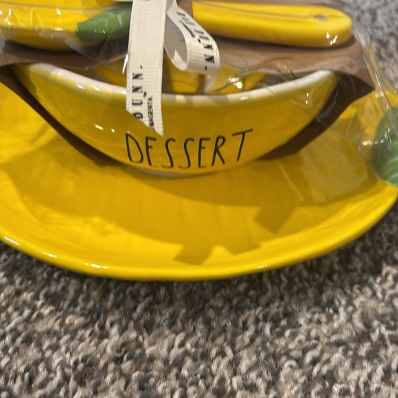 Lot of 2. Rae Dunn 3 pc Wooden Snack Tray. 3 pc lemon dessert plate /bowl. new - Picture 11 of 12